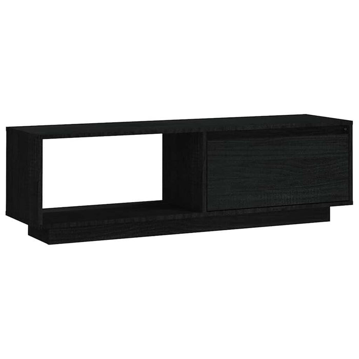 Comodă TV, negru, 110x30x33,5 cm, lemn masiv de pin WALTI