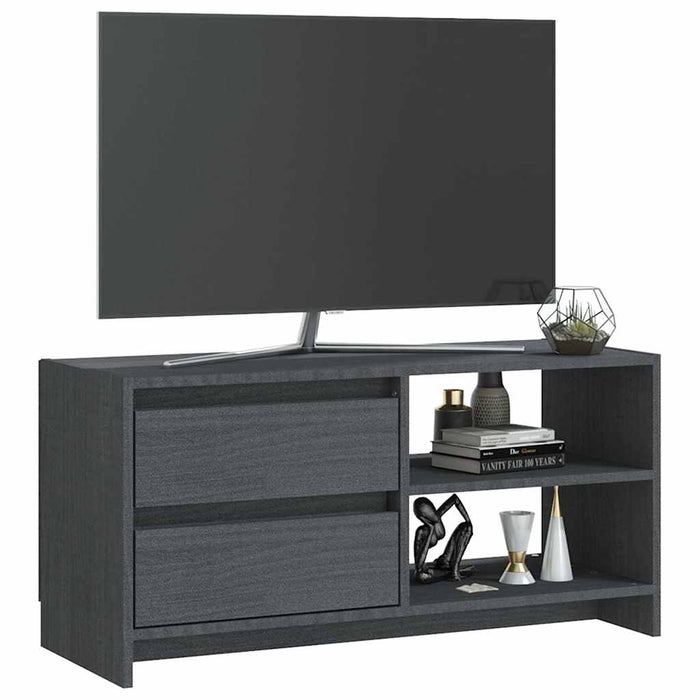 Comodă TV, gri, 80x31x39 cm, lemn masiv de pin WALTI