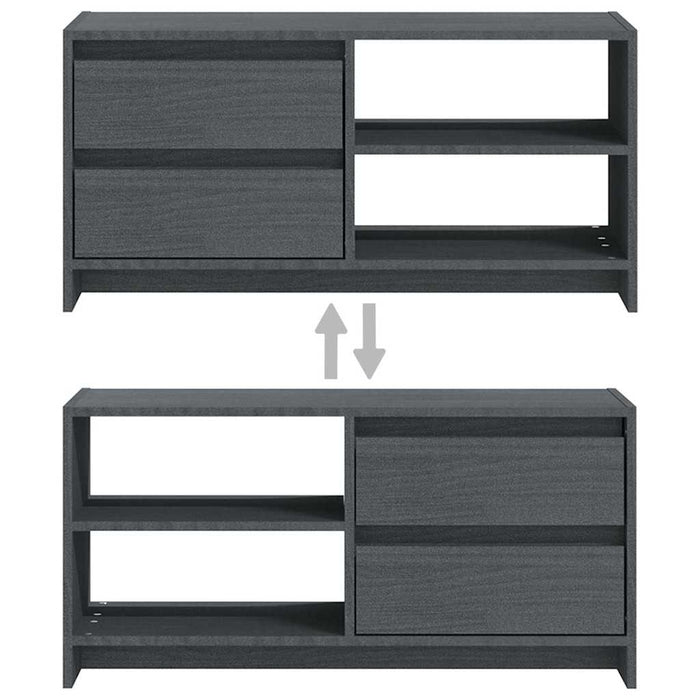 Comodă TV, gri, 80x31x39 cm, lemn masiv de pin WALTI