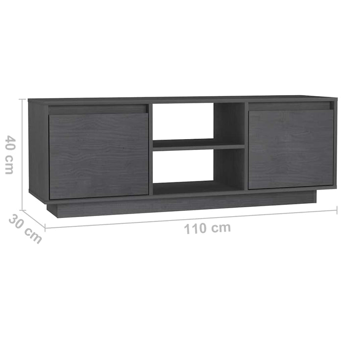 Comodă TV, gri, 110x30x40 cm, lemn masiv de pin WALTI