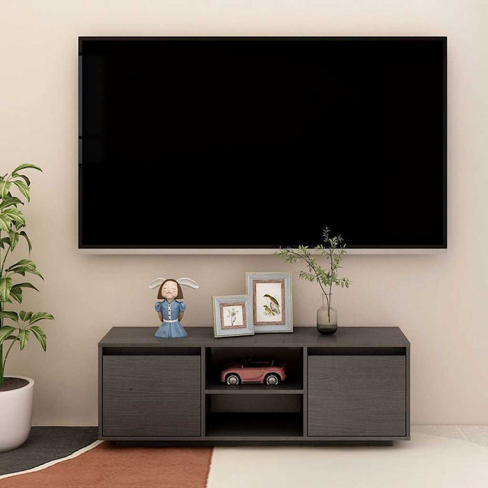Comodă TV, gri, 110x30x40 cm, lemn masiv de pin WALTI