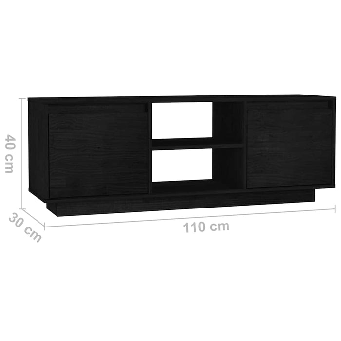Comodă TV, negru, 110x30x40 cm, lemn masiv de pin WALTI