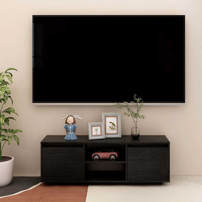 Comodă TV, negru, 110x30x40 cm, lemn masiv de pin WALTI