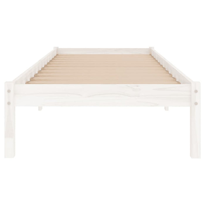 Cadru de pat mic single, alb, 75x190 cm, lemn masiv - WALTI WALTI