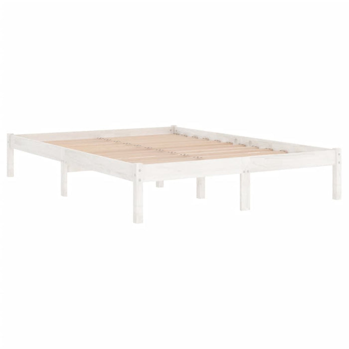 Cadru de pat, alb, 140x190 cm, lemn masiv de pin WALTI