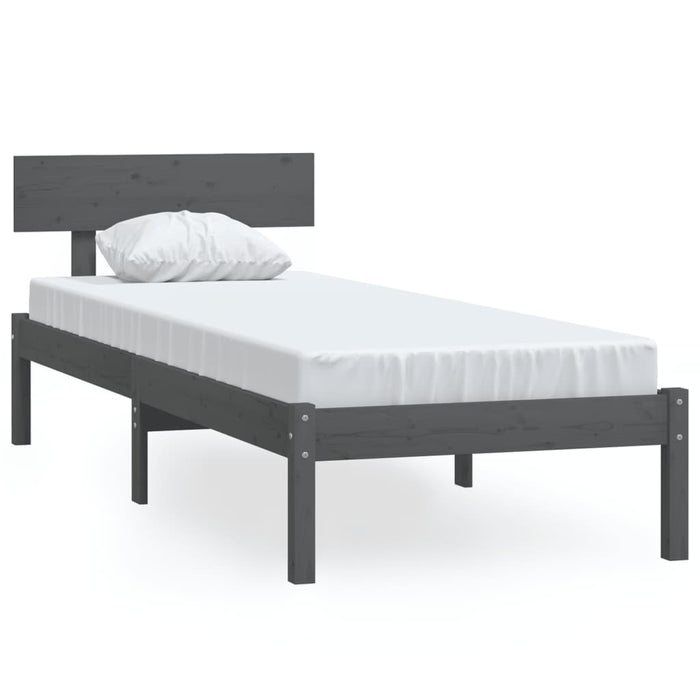 Cadru de pat single, gri, 90x190 cm, lemn masiv de pin - WALTI WALTI