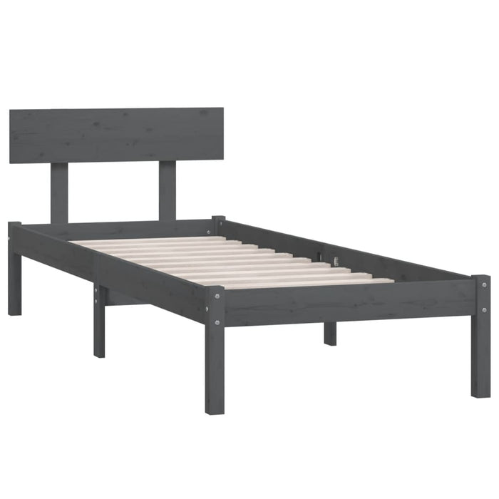 Cadru de pat single, gri, 90x190 cm, lemn masiv de pin - WALTI WALTI
