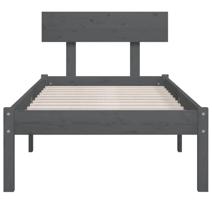 Cadru de pat single, gri, 90x190 cm, lemn masiv de pin - WALTI WALTI