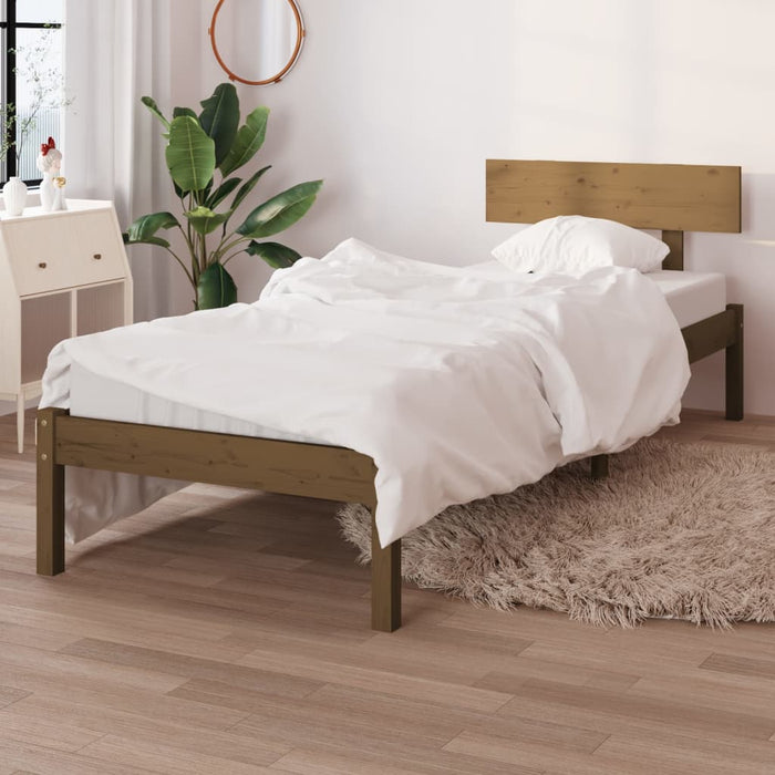 Cadru de pat single, maro miere, 90x190 cm, lemn masiv de pin - WALTI WALTI