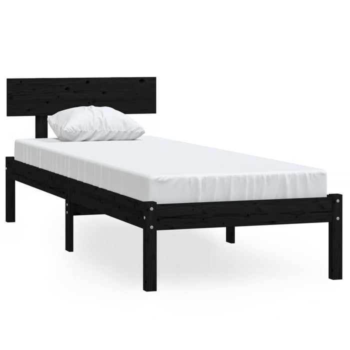 Cadru de pat single, negru, 90x190 cm, lemn masiv de pin WALTI