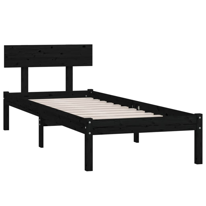 Cadru de pat single, negru, 90x190 cm, lemn masiv de pin WALTI