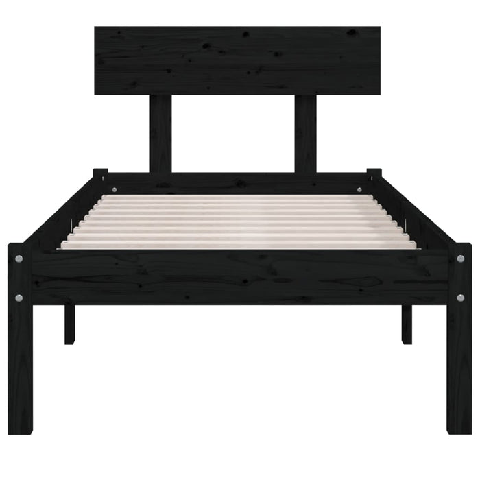 Cadru de pat single, negru, 90x190 cm, lemn masiv de pin WALTI