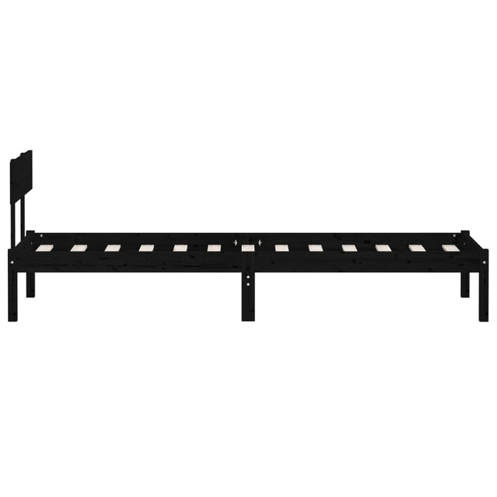Cadru de pat single, negru, 90x190 cm, lemn masiv de pin WALTI