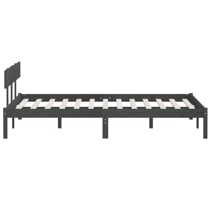 Cadru de pat mic dublu, gri, 120x190 cm, lemn masiv WALTI