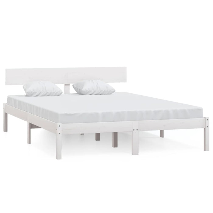 Cadru de pat dublu, alb, 135x190 cm, lemn masiv de pin - WALTI WALTI