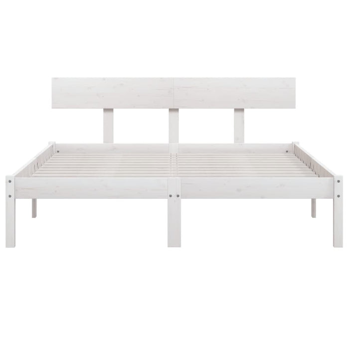 Cadru de pat dublu, alb, 135x190 cm, lemn masiv de pin - WALTI WALTI