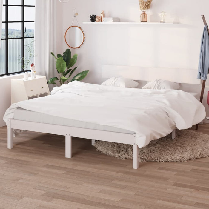 Cadru de pat dublu, alb, 135x190 cm, lemn masiv de pin - WALTI WALTI