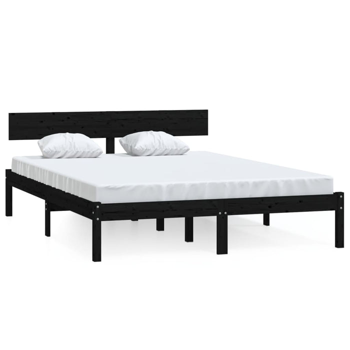 Cadru de pat dublu, negru, 135x190 cm, lemn masiv de pin - WALTI WALTI
