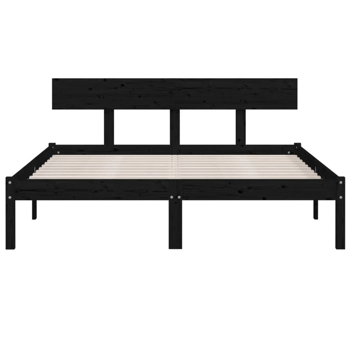 Cadru de pat dublu, negru, 135x190 cm, lemn masiv de pin - WALTI WALTI