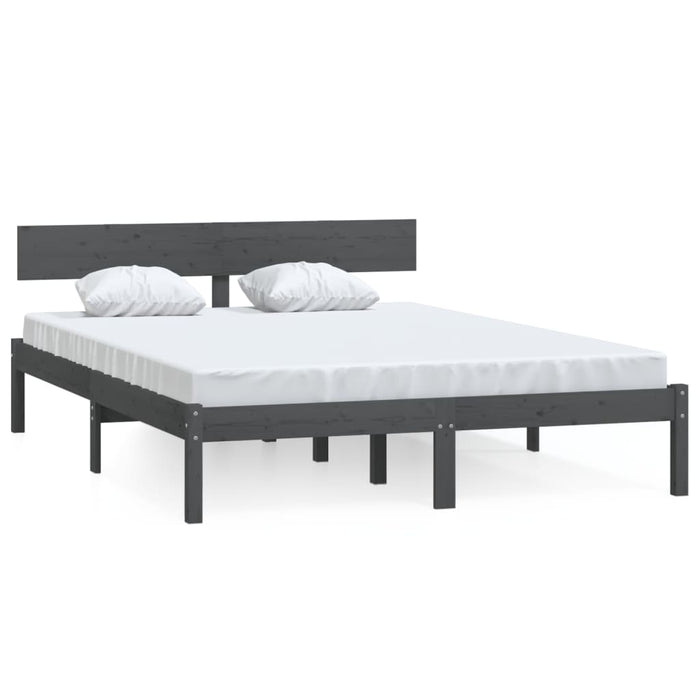 Cadru de pat, gri, 140x190 cm, lemn masiv de pin - WALTI WALTI