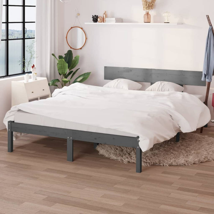 Cadru de pat, gri, 140x190 cm, lemn masiv de pin - WALTI WALTI