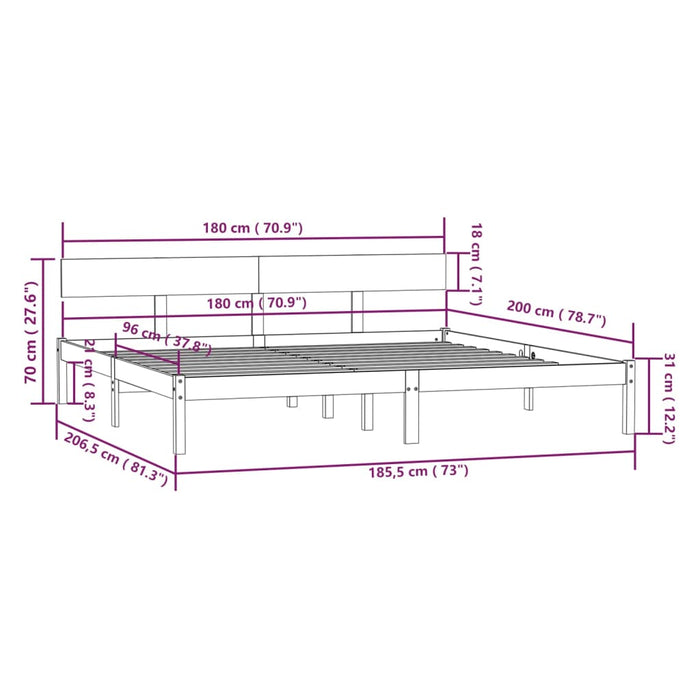 Cadru de pat Super King, 180x200 cm, lemn masiv de pin - WALTI WALTI