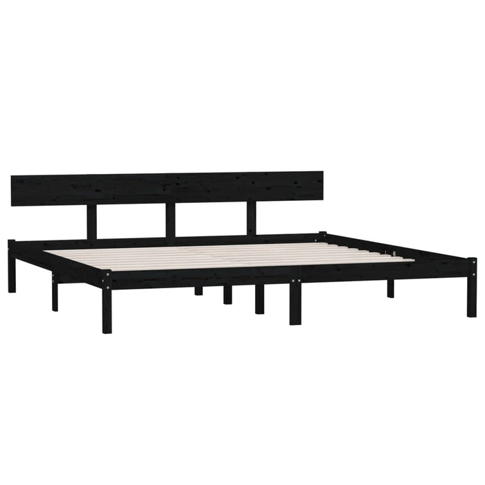 Cadru de pat Super King, negru, 180x200 cm, lemn masiv de pin WALTI