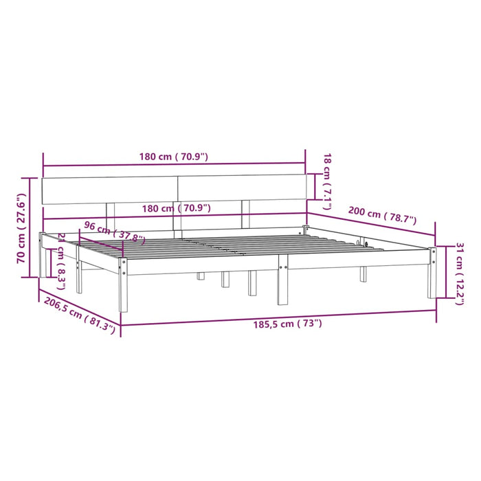 Cadru de pat Super King, negru, 180x200 cm, lemn masiv de pin WALTI