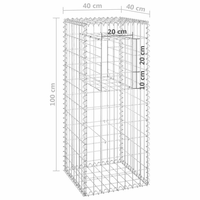 Stâlp tip coș gabion, 40x40x100 cm, fier - WALTI WALTI
