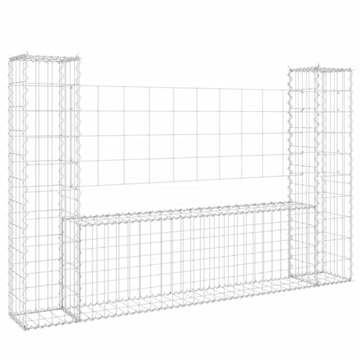 Coș de gabion în formă de U, 2 stâlpi, 140x20x100 cm, fier - WALTI WALTI