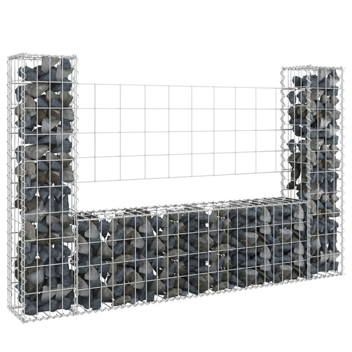 Coș de gabion în formă de U, 2 stâlpi, 140x20x100 cm, fier - WALTI WALTI