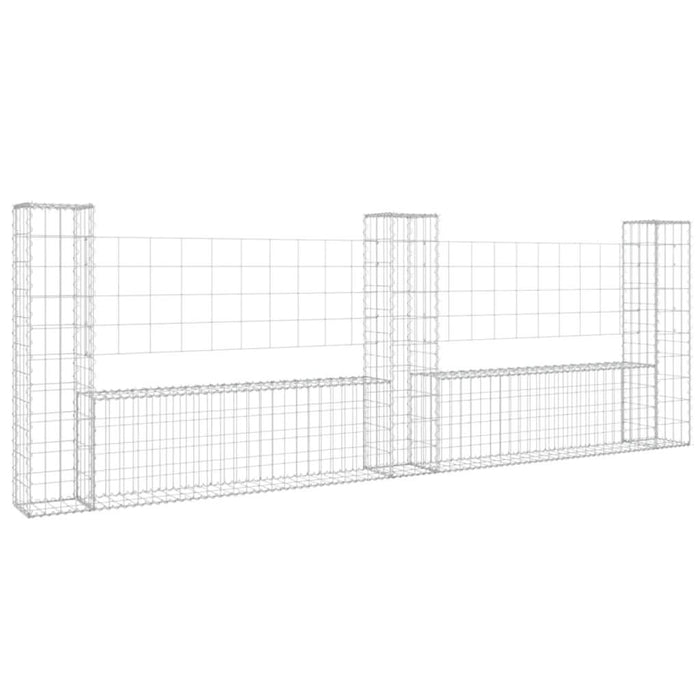 Coș gabion în formă de U cu 3 stâlpi, 260x20x100 cm, fier - WALTI WALTI