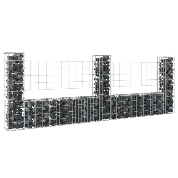 Coș gabion în formă de U cu 3 stâlpi, 260x20x100 cm, fier - WALTI WALTI