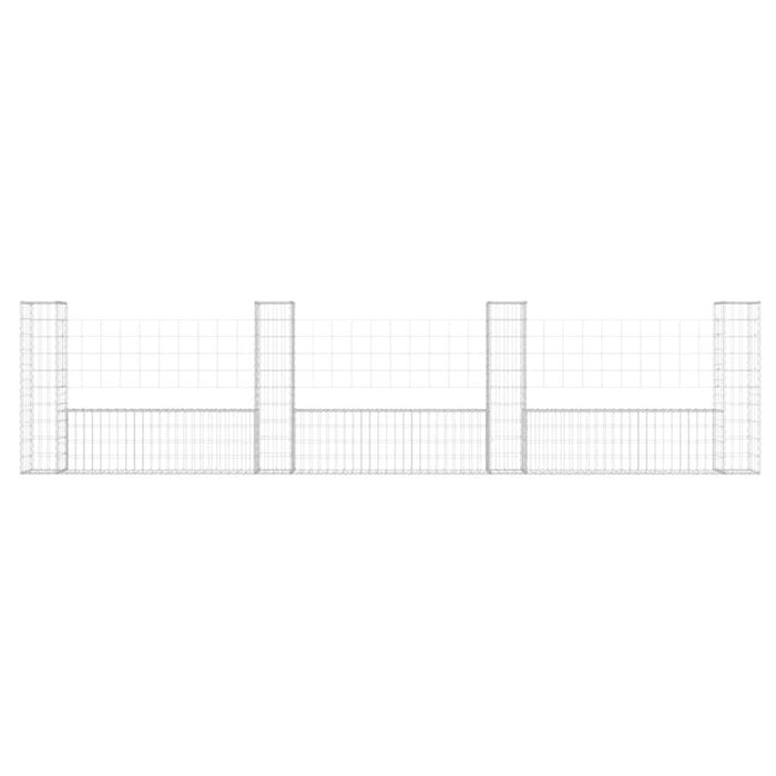 Coș gabion în formă de U cu 4 stâlpi, 380x20x100 cm, fier - WALTI WALTI