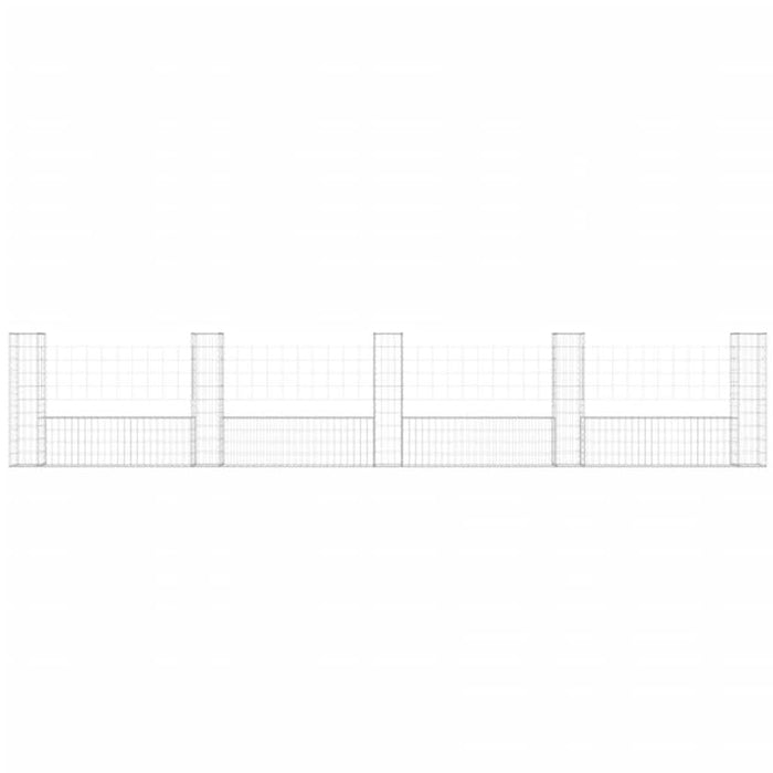 Coș de gabion în formă de U cu 5 stâlpi, 500x20x100 cm, fier - WALTI WALTI