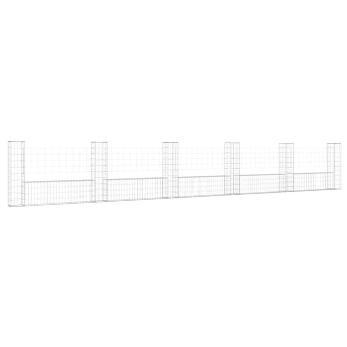 Coș gabion în formă de U cu 6 stâlpi, 620x20x100 cm, fier - WALTI WALTI