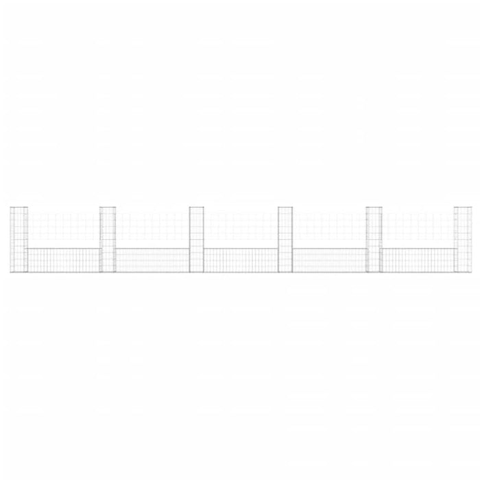 Coș gabion în formă de U cu 6 stâlpi, 620x20x100 cm, fier - WALTI WALTI