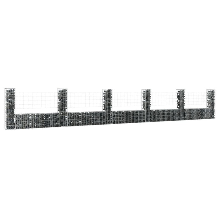Coș gabion în formă de U cu 6 stâlpi, 620x20x100 cm, fier - WALTI WALTI