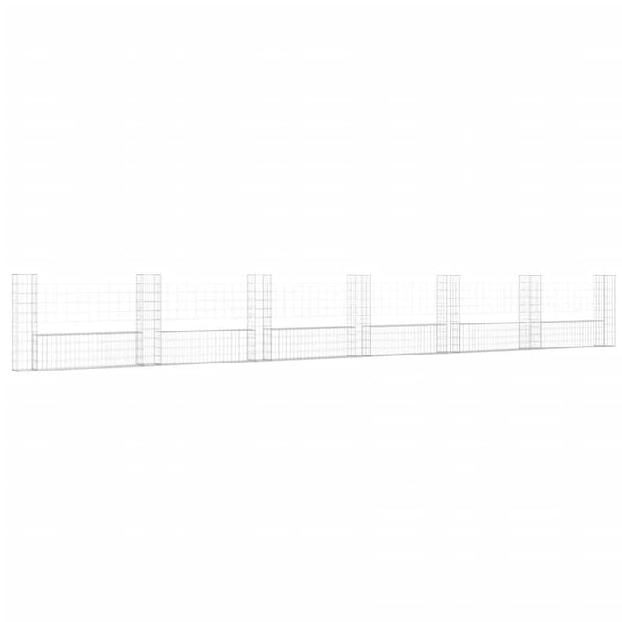 Coș de gabion în formă de U cu 7 stâlpi, 740x20x100 cm, fier - WALTI WALTI