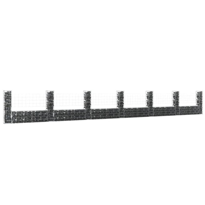 Coș de gabion în formă de U cu 7 stâlpi, 740x20x100 cm, fier - WALTI WALTI