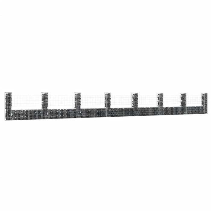 Coș gabion în formă de U cu 8 stâlpi, 860x20x100 cm, fier - WALTI WALTI