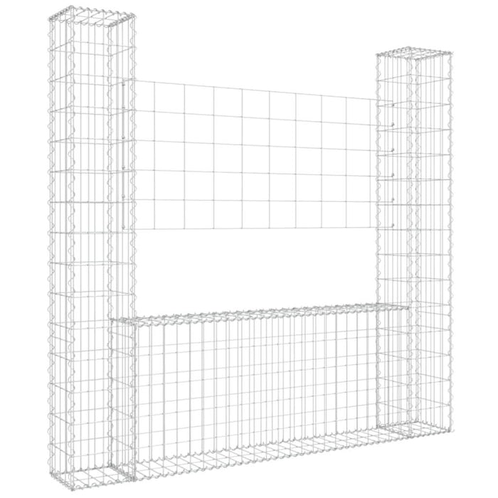 Coș gabion în formă de U, cu 2 stâlpi, 140x20x150 cm, fier - WALTI WALTI