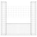 Coș gabion în formă de U, cu 2 stâlpi, 140x20x150 cm, fier - WALTI WALTI