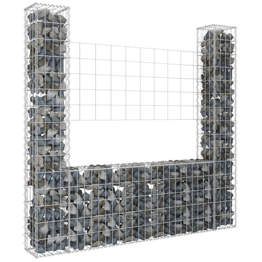 Coș gabion în formă de U, cu 2 stâlpi, 140x20x150 cm, fier - WALTI WALTI
