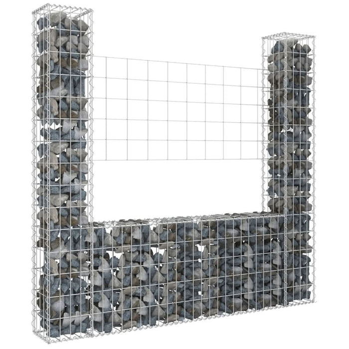Coș gabion în formă de U, cu 2 stâlpi, 140x20x150 cm, fier - WALTI WALTI