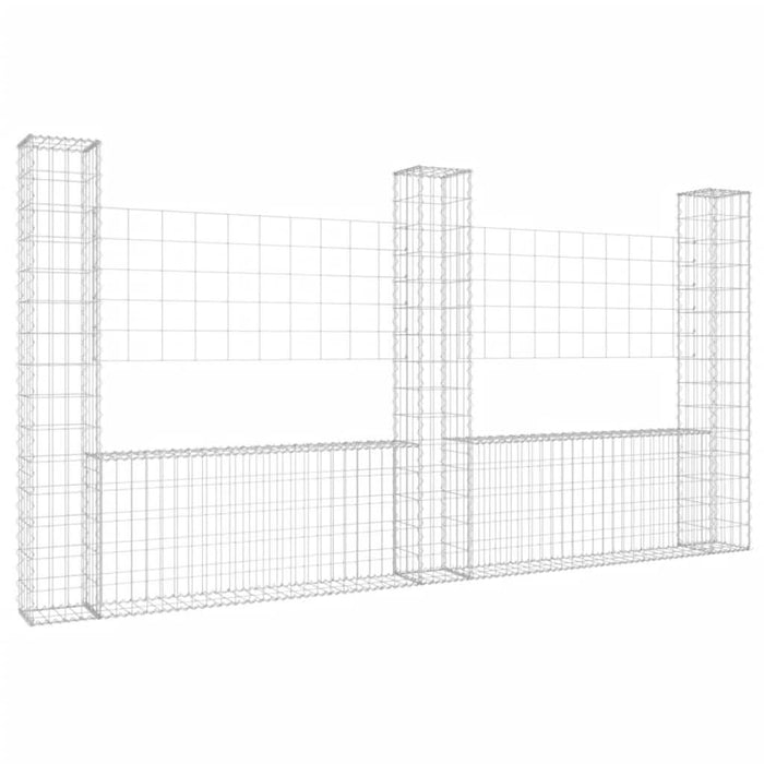 Coș gabion în formă de U cu 3 stâlpi, 260x20x150 cm, fier - WALTI WALTI