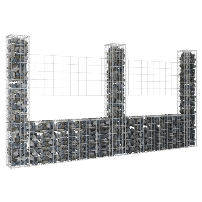 Coș gabion în formă de U cu 3 stâlpi, 260x20x150 cm, fier - WALTI WALTI