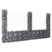 Coș gabion în formă de U cu 3 stâlpi, 260x20x150 cm, fier - WALTI WALTI
