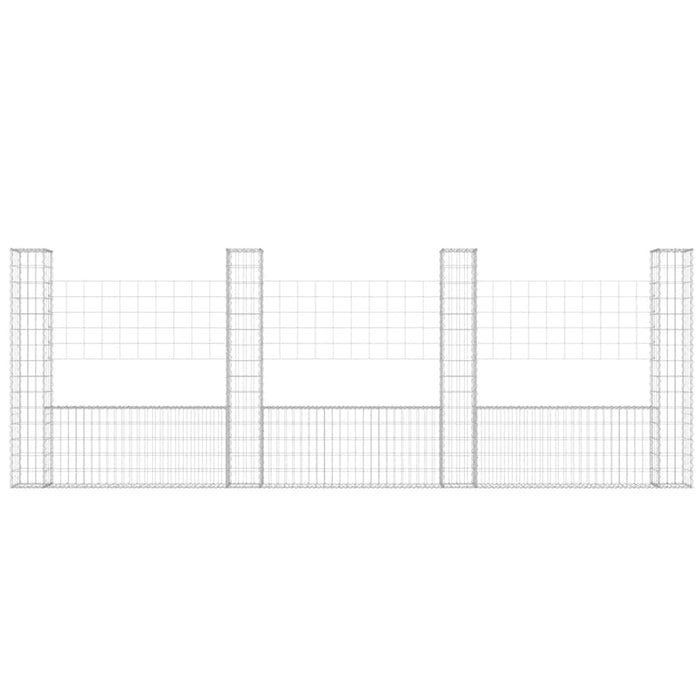 Coș gabion în formă de U cu 4 stâlpi, 380x20x150 cm, fier - WALTI WALTI