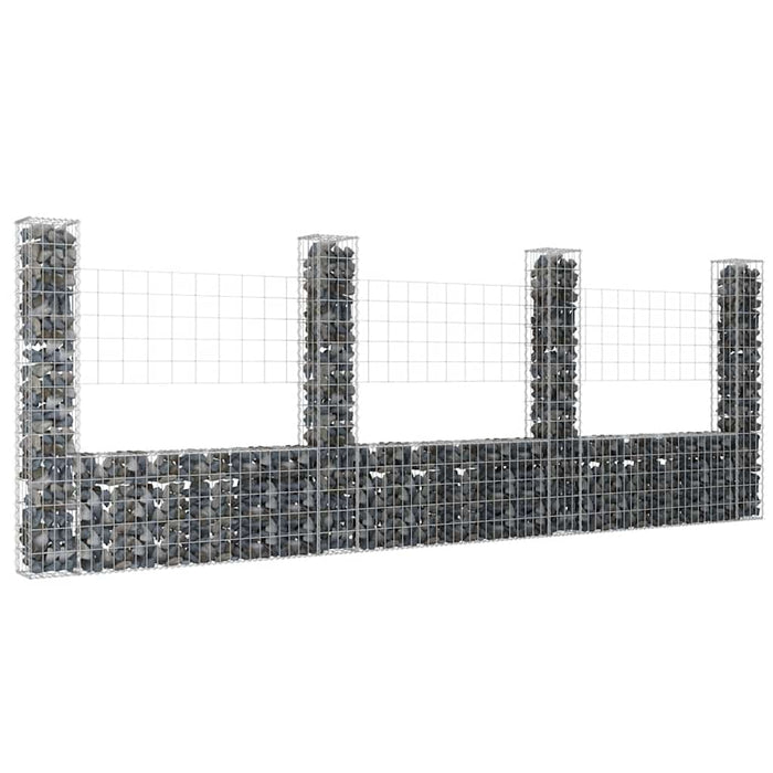 Coș gabion în formă de U cu 4 stâlpi, 380x20x150 cm, fier - WALTI WALTI